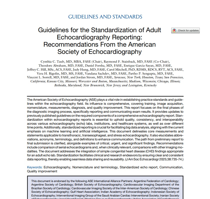 Guideline 2025 para laudo de ecocardiografia